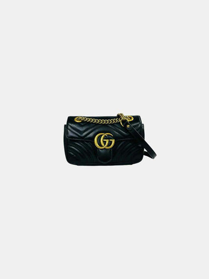 GUCCI GG Marmont Black Chevron Shoulder Bag