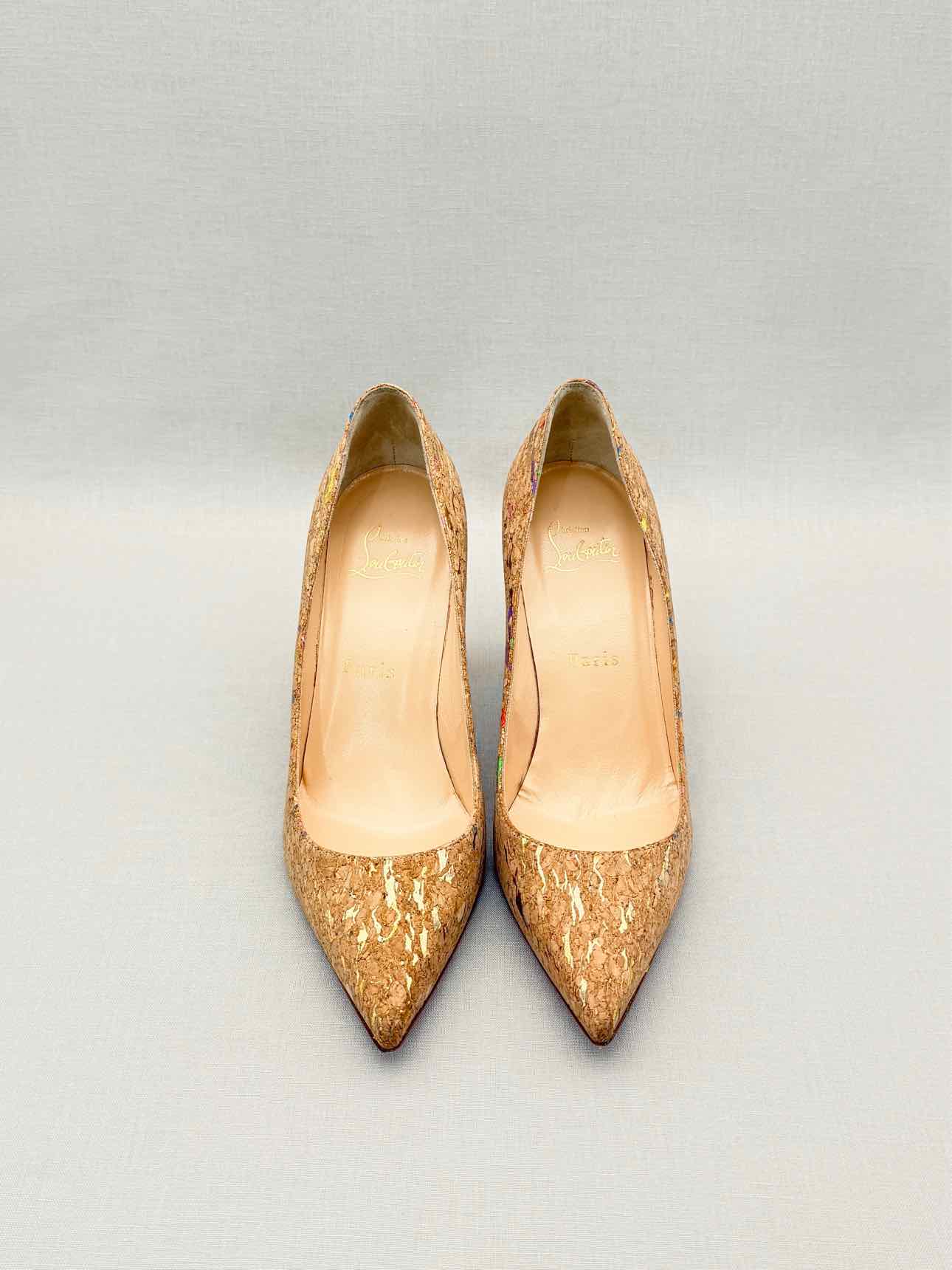 CHRISTIAN LOUBOUTIN Pigalle Cork Gold Size EU 36 Pumps