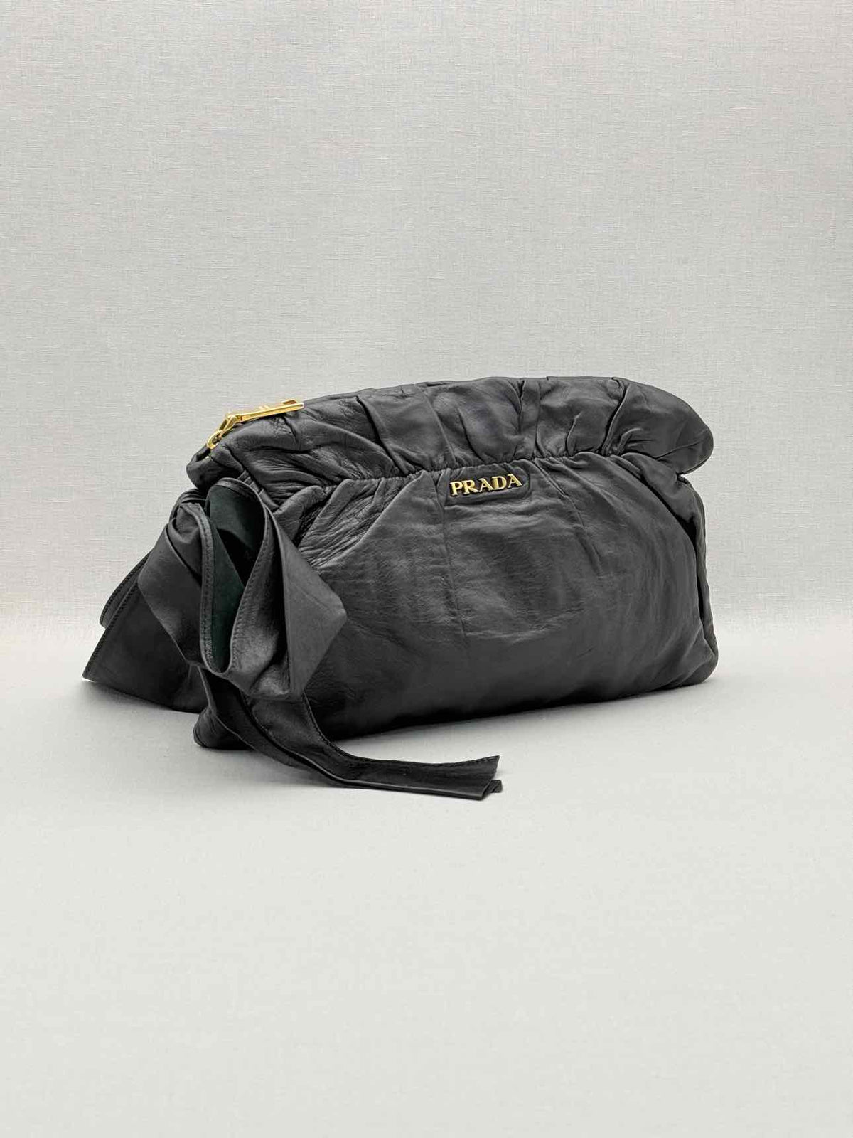 PRADA Antik Bow Black Clutch