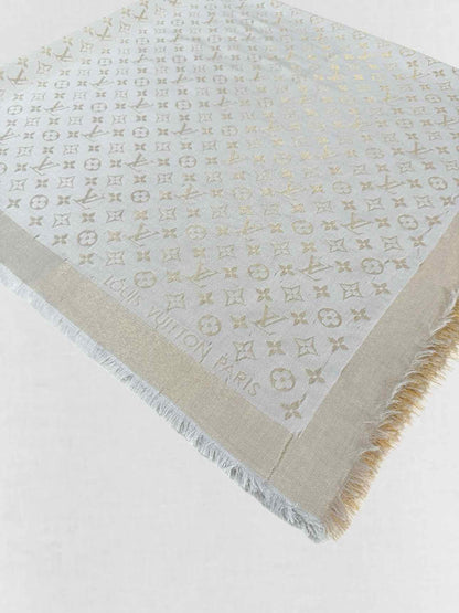 LOUIS VUITTON Grey & Gold Shawl