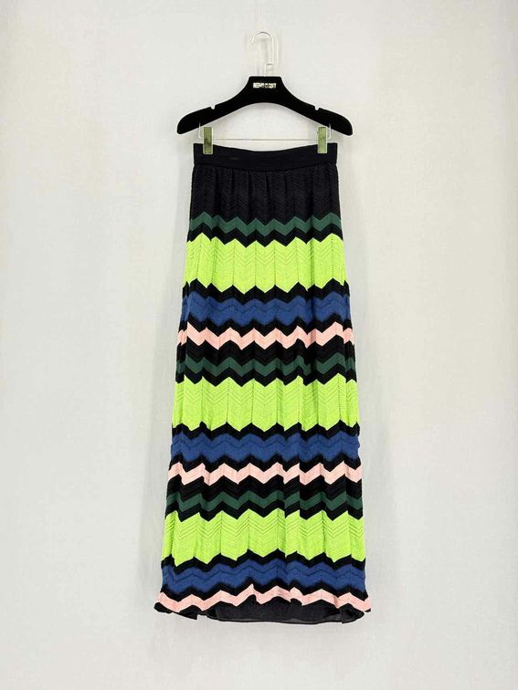 M MISSONI Black Multicolor Chevron Size US 6 Long Skirt