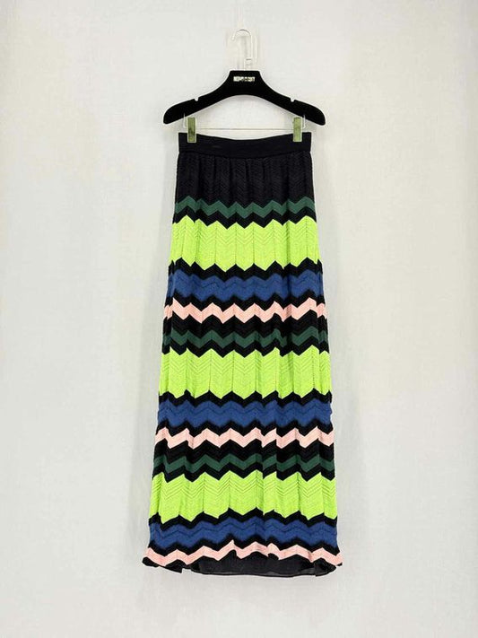 M MISSONI Black Multicolor Chevron Size US 6 Long Skirt