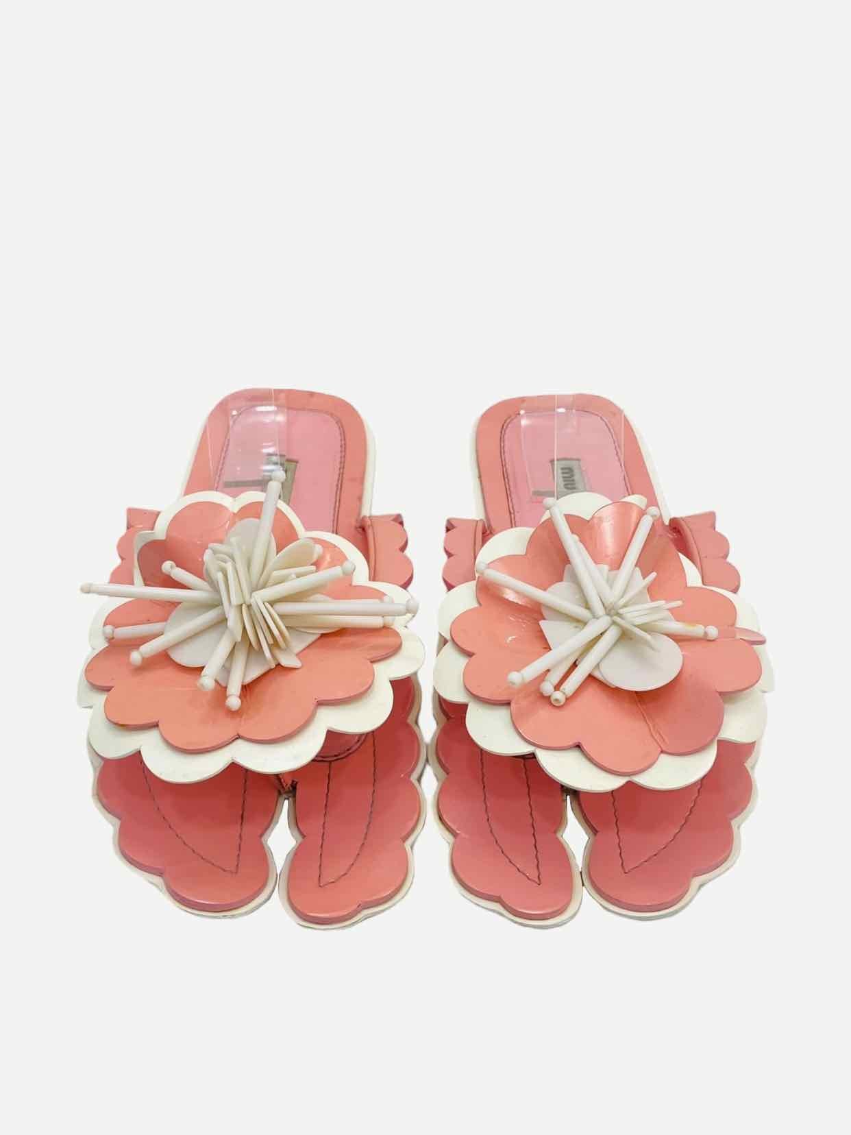 MIU MIU Runway Pink & White Sandals