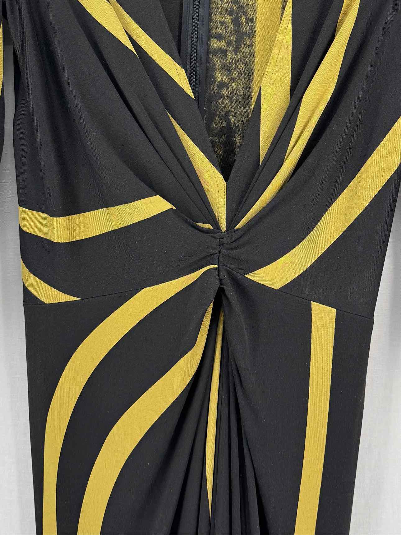 ISSA LONDON Black & Yellow Size US 10 Long Dress