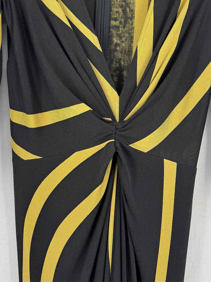 ISSA LONDON Black & Yellow Size US 10 Long Dress
