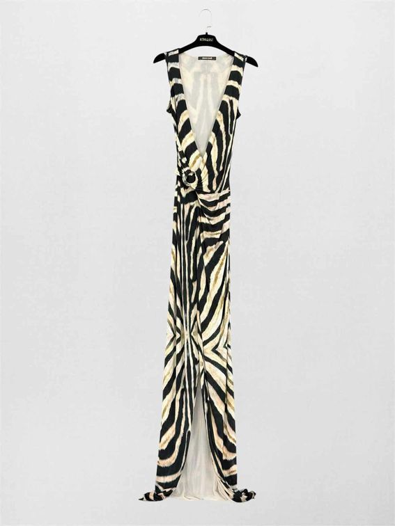 ROBERTO CAVALLI Beige & Black Size US 4 Long Dress