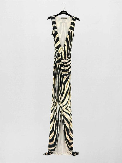 ROBERTO CAVALLI Beige & Black Size US 4 Long Dress