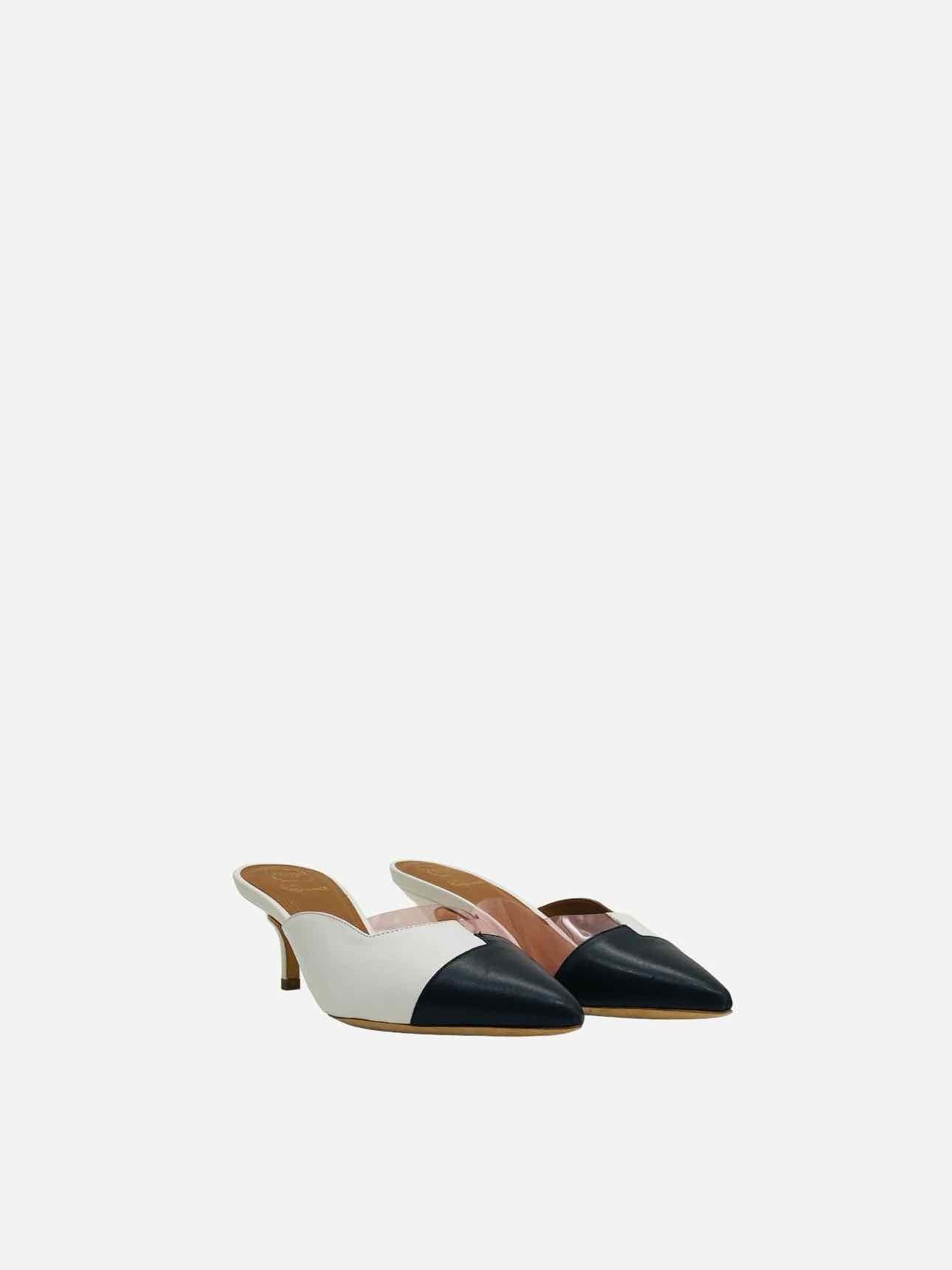 MALONE SOULIERS White & Black Size EU 35 Mules