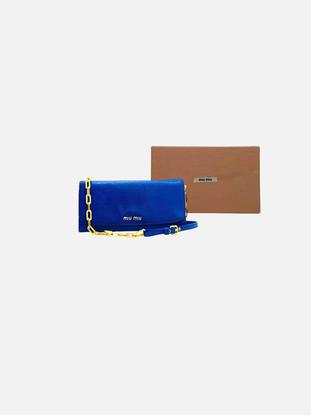 Pre - loved MIU MIU Wallet on Chain Royal Blue Shoulder Bag at Reems Closet