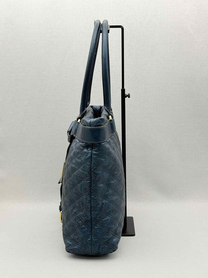 MARC JACOBS Bruna Metallic Blue Quilted Tote Bag