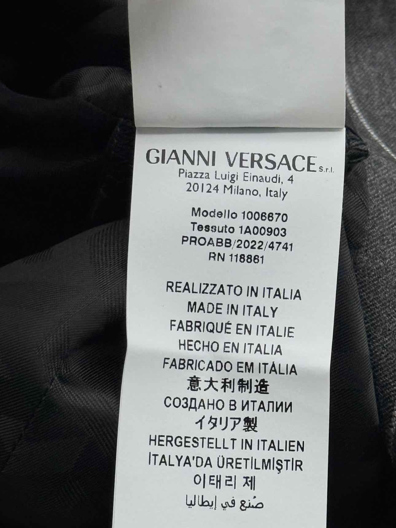 VERSACE Grey & White Pinstripe Size US 2 Midi Skirt