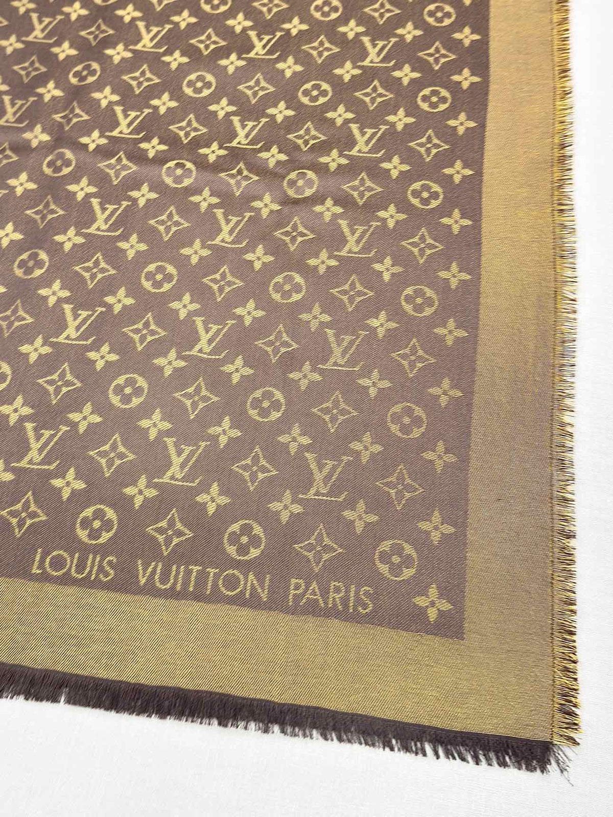 LOUIS VUITTON Brown & Gold Monogram Shawl