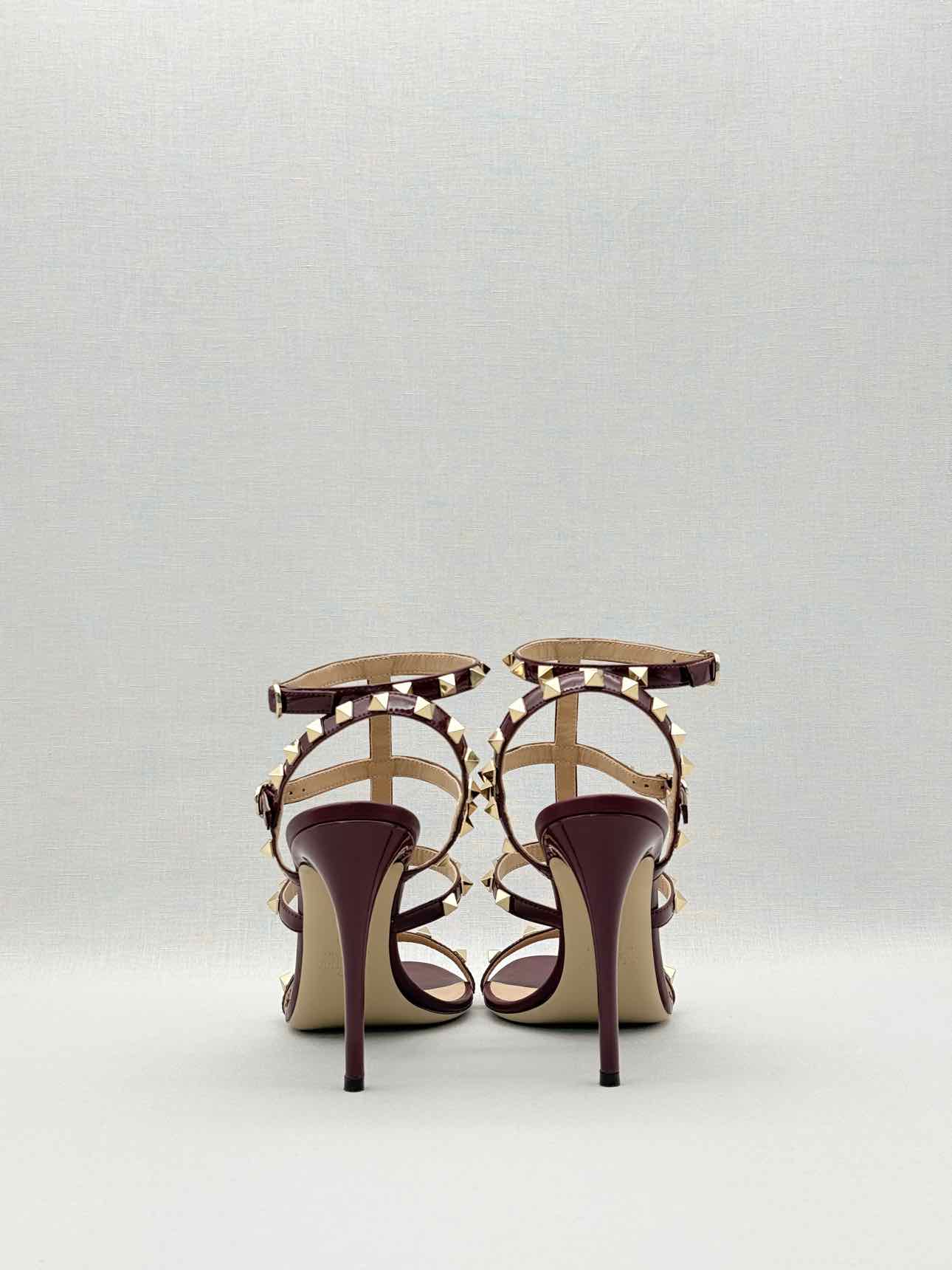 VALENTINO Rockstud Burgundy Size EU 39 Heeled Sandals