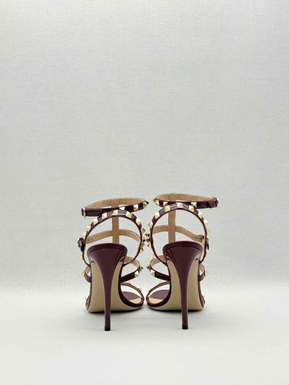 VALENTINO Rockstud Burgundy Size EU 39 Heeled Sandals