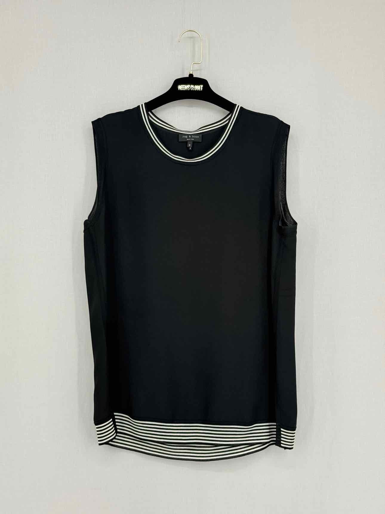 RAG & BONE Black Striped Size Medium Top