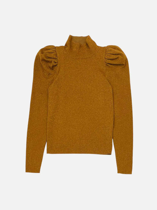 ALICE + OLIVIA Puff Sleeve Brown Jumper