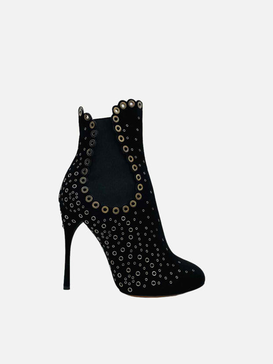 ALAIA Gomet Embellished Black Ankle Boots 39