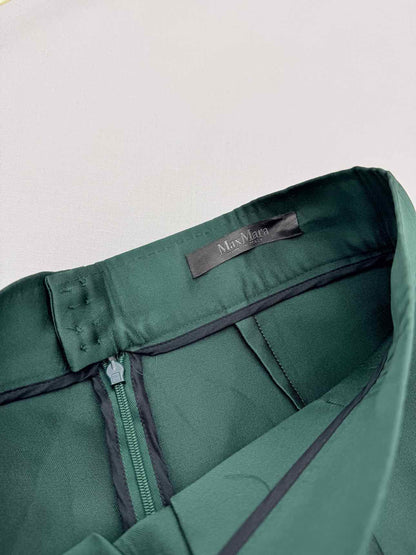MAX MARA Green Pleated Size US 4 Knee Length Skirt