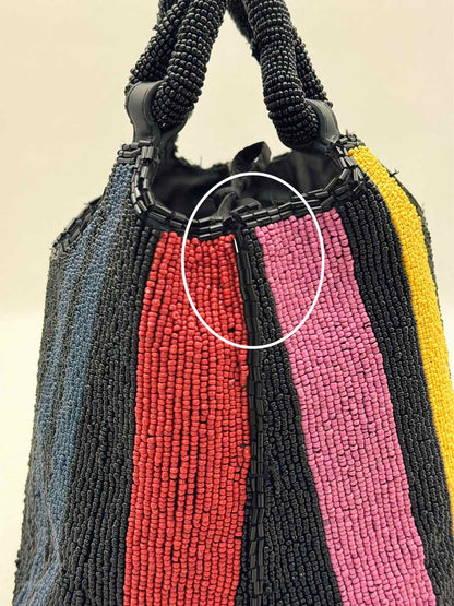 STAUD Cote Black Multicolor Mosaic Stripe Bucket Bag