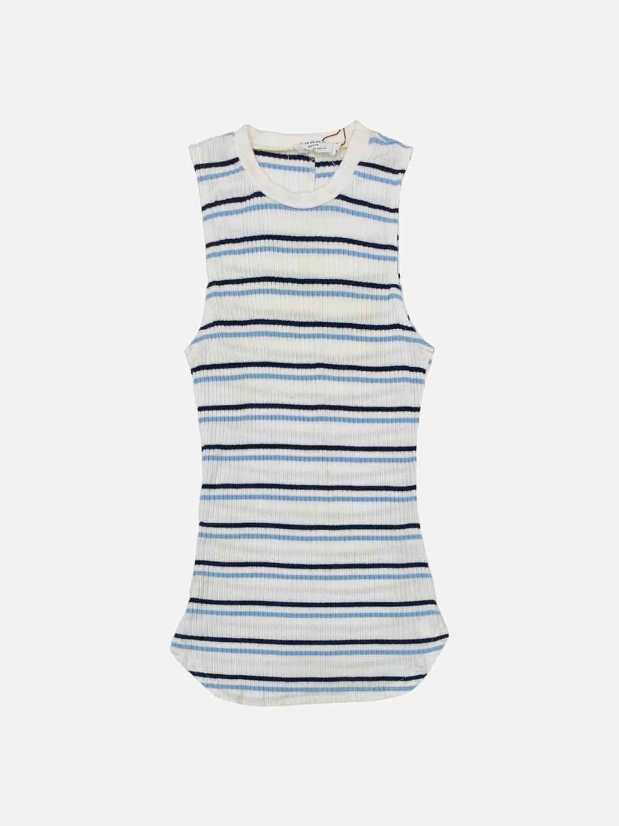 FRAME White w/ Blue Striped Size Small Tank Top