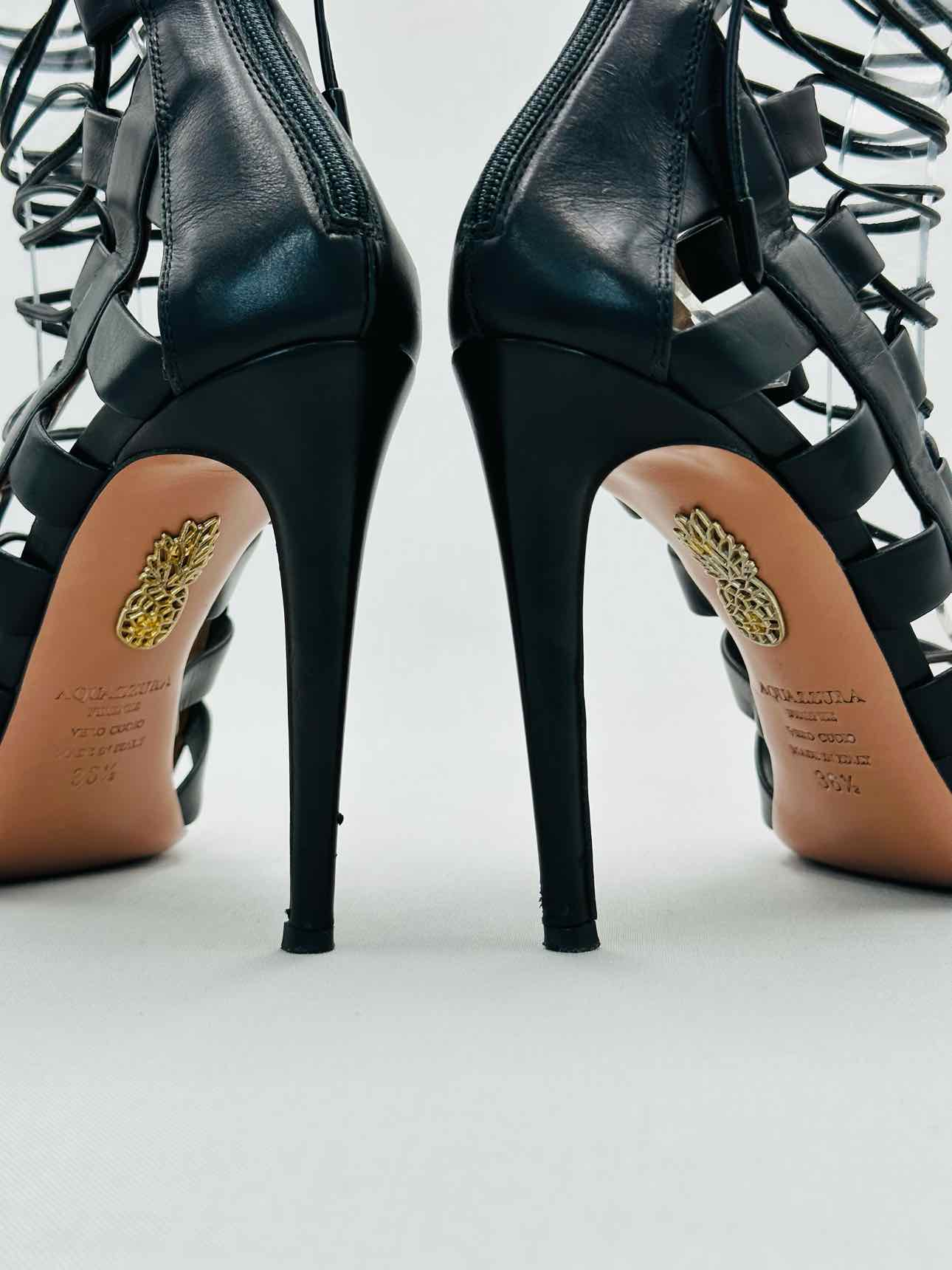 AQUAZZURA Amazon Black Size EU 38.5 Heeled Sandals