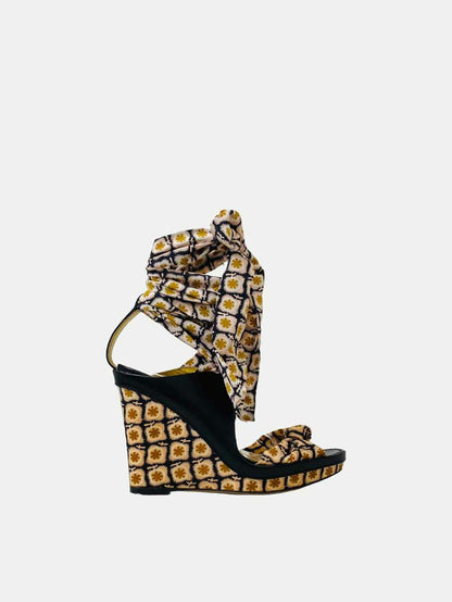 ETRO Black Multicolor Printed Wedges