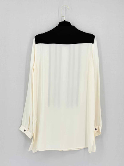 ETRO Beige w/ Black Pleated Size US 6 Blouse