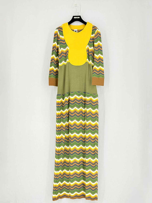 M MISSONI Khaki Multicolor Wavy Size US 6 Long Dress