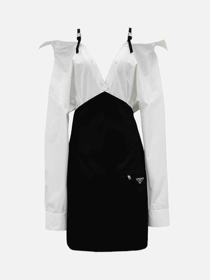 PRADA Re-Nylon White & Black Mini Dress