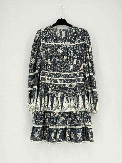 ULLA JOHNSON Black Multicolor Size US 10 Short Dress