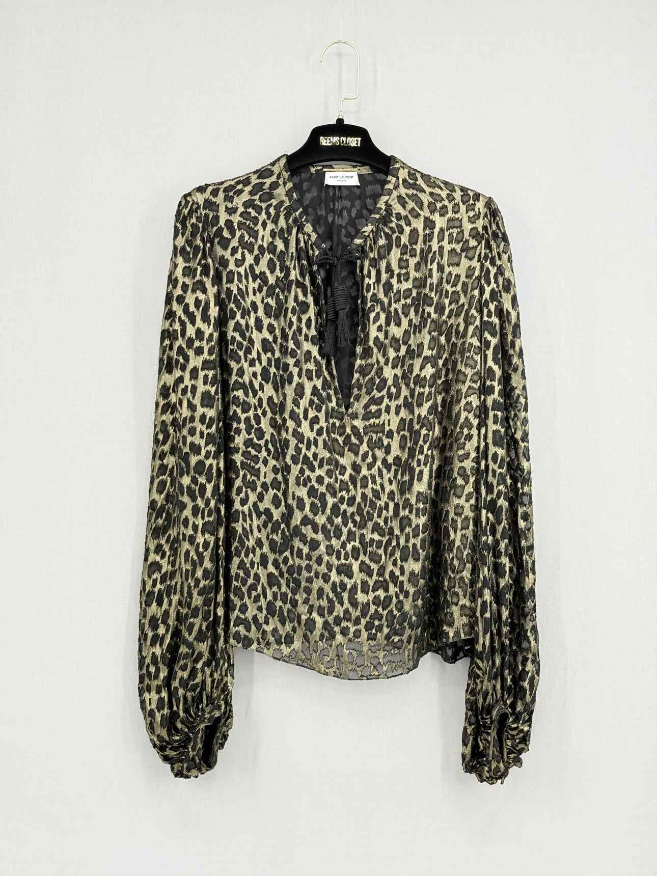 SAINT LAURENT Black & Gold Size US 4 Blouse