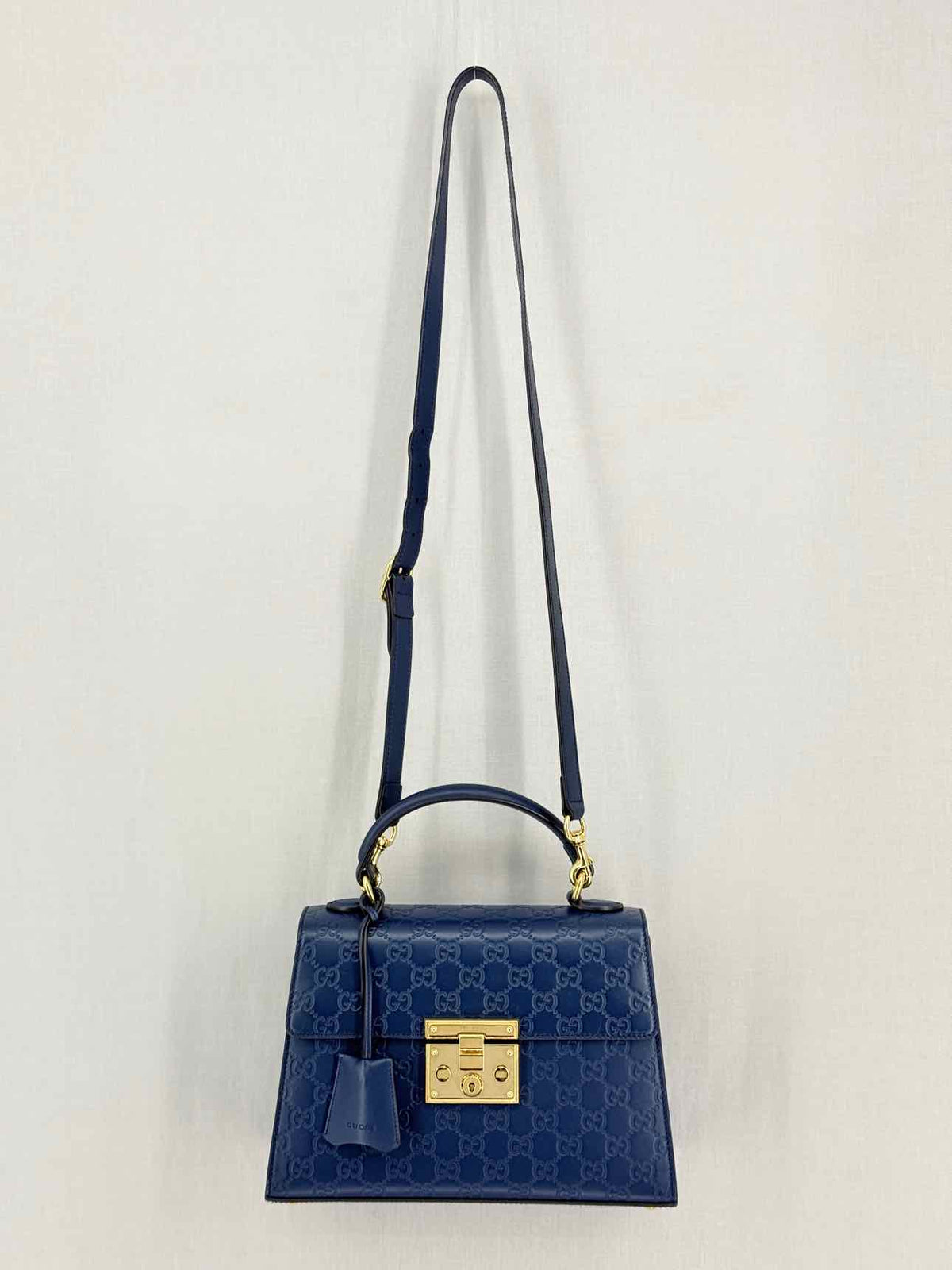 GUCCI Padlock Blue Guccissima Top Handle