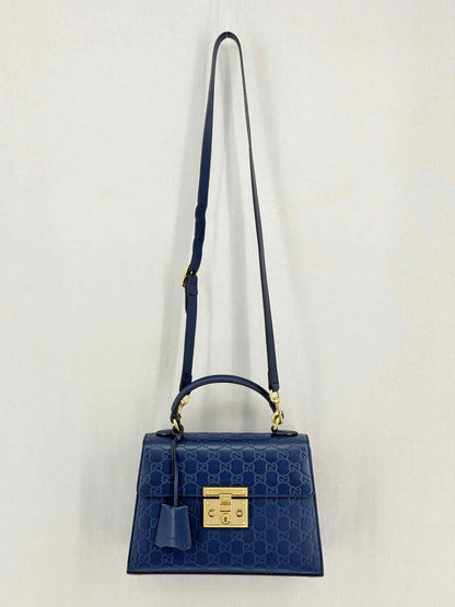 GUCCI Padlock Blue Guccissima Top Handle
