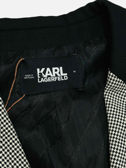 KARL LAGERFELD Crombie Black & White Houndstooth Coat