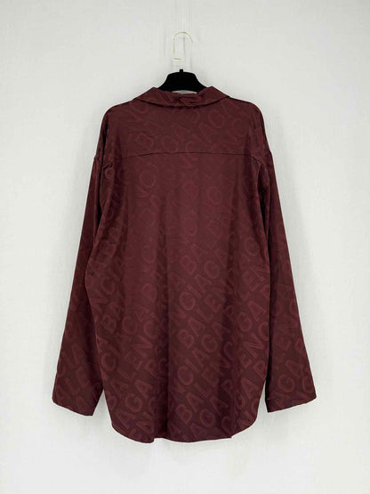 BALENCIAGA Burgundy Jacquard Size US 8 Shirt