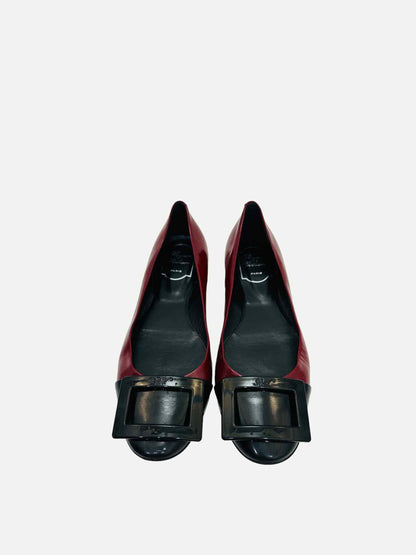 ROGER VIVIER Trompette Red & Black Ballet Flats