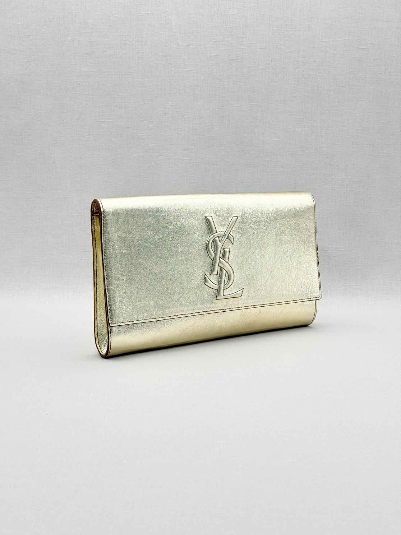YVES SAINT LAURENT Belle De Jour Metallic Gold Clutch