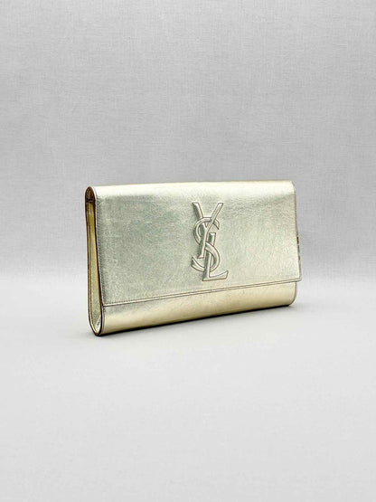 YVES SAINT LAURENT Belle De Jour Metallic Gold Clutch