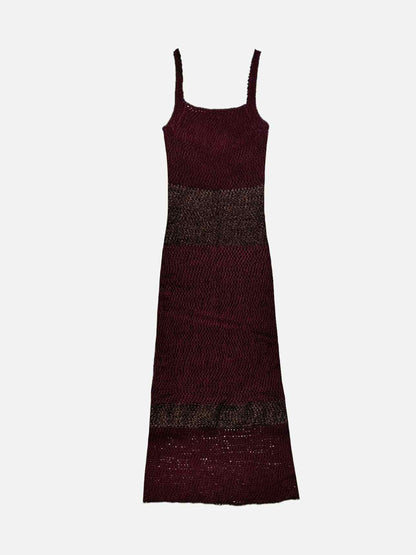 MISSONI Knit Burgundy & Brown Long Dress