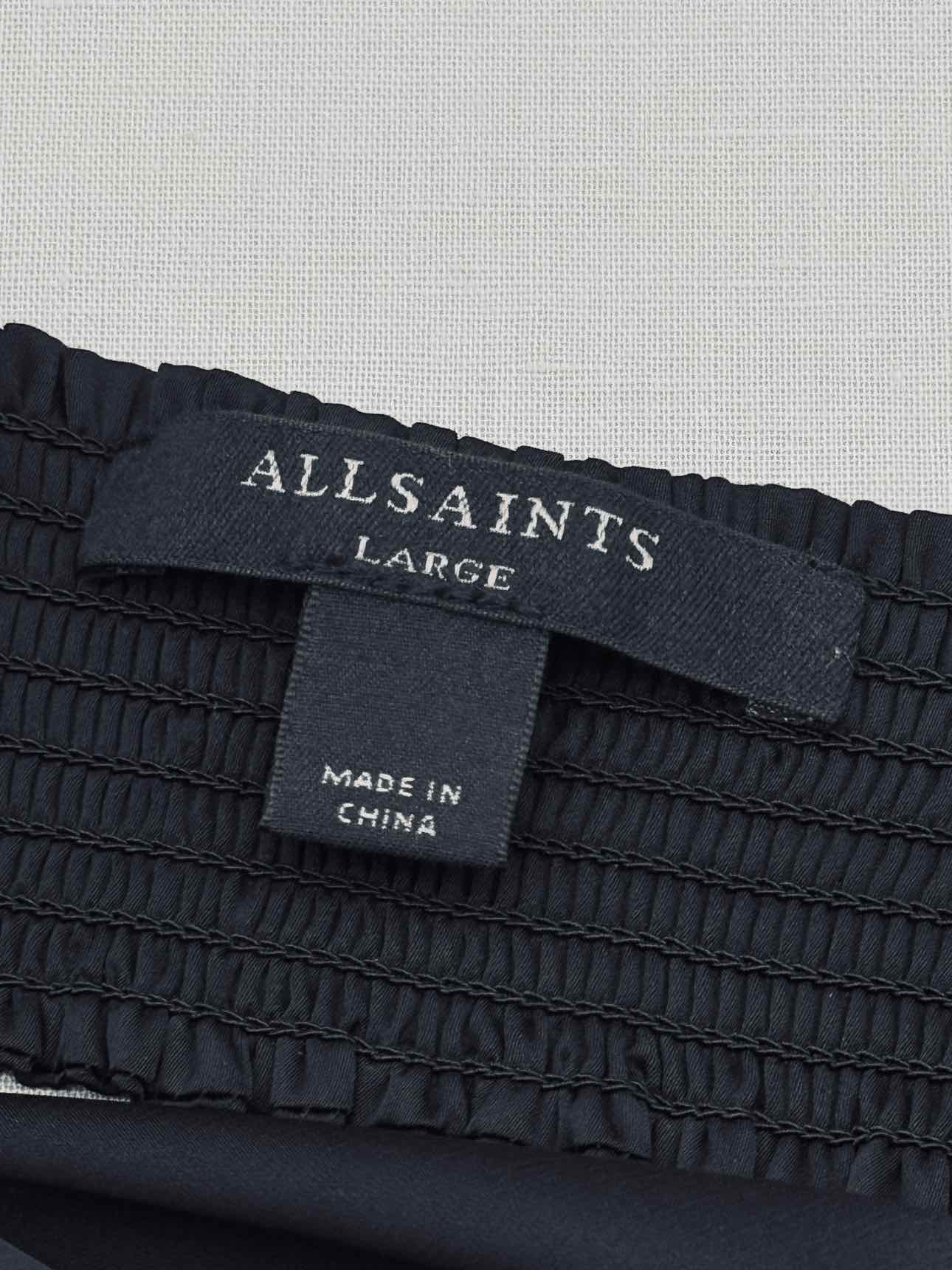 ALL SAINTS One Shoulder Black Size Large Midi Dress