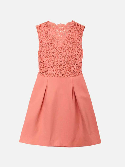 CLAUDIE PIERLOT Lace Bodice Pink Knee Length Dress