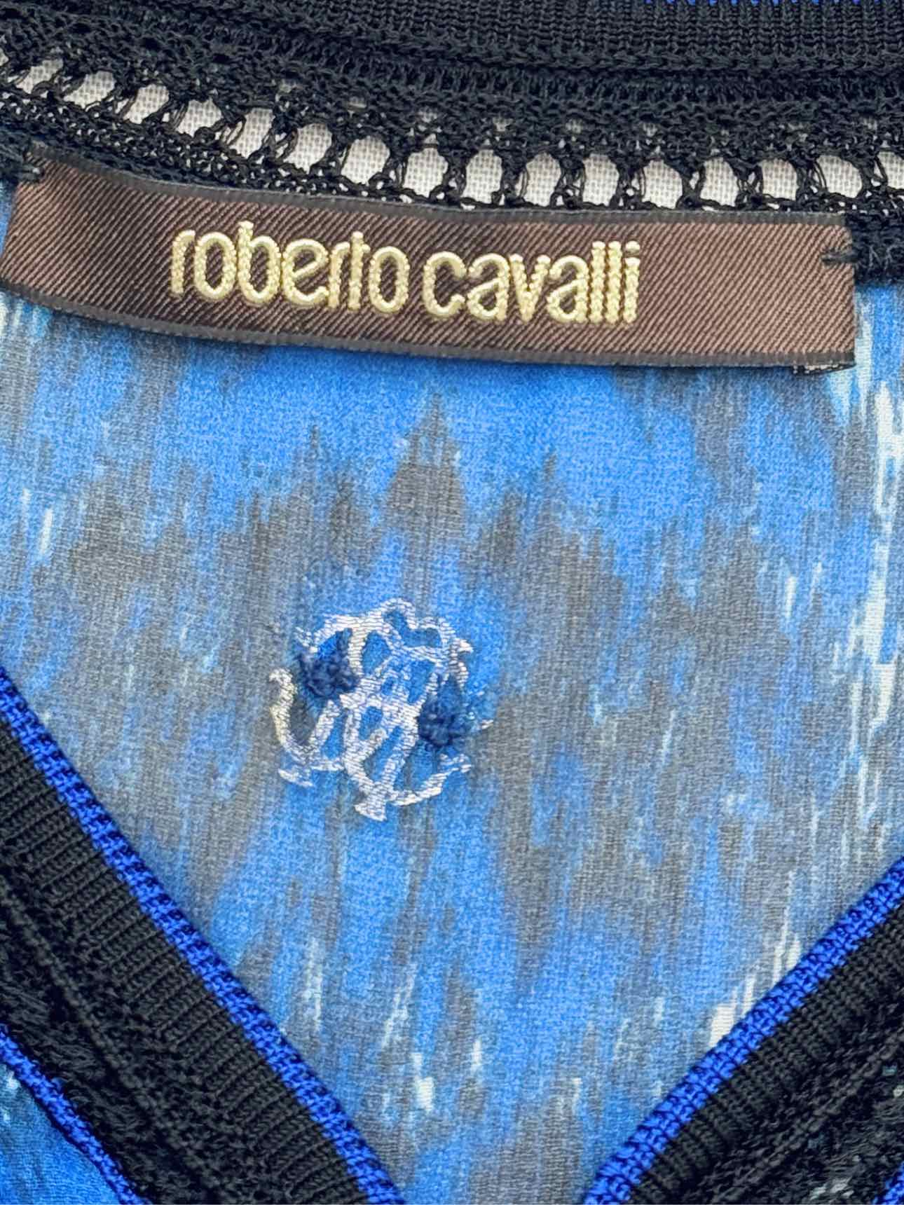 ROBERTO CAVALLI Blue Multicolor Size US 4 Blouse
