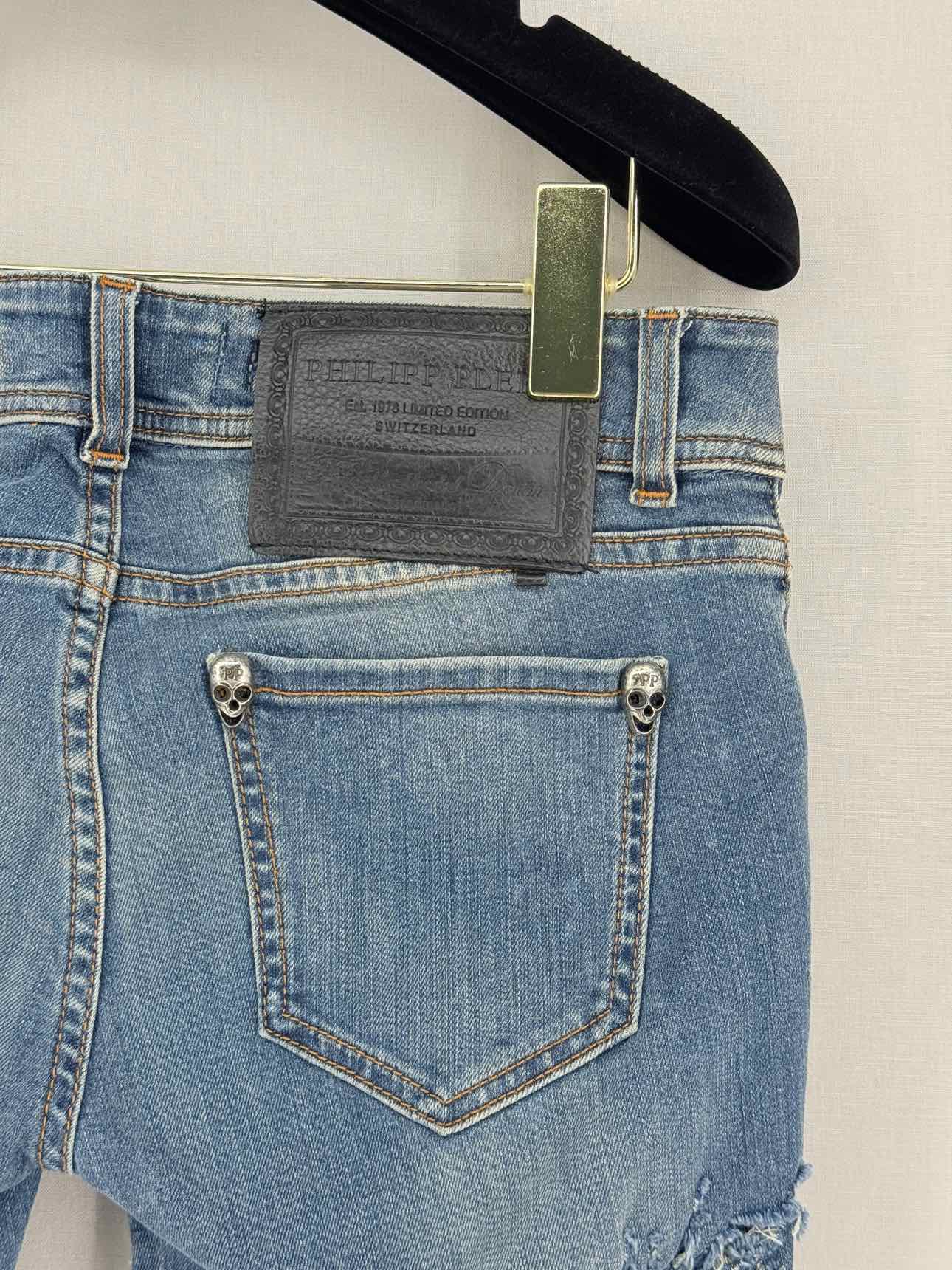 PHILIPP PLEIN Retro Superhero Blue Size 28 Jeans