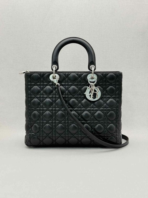 CHRISTIAN DIOR Lady Dior Black Cannage Top Handle
