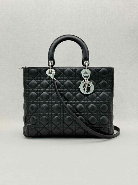 CHRISTIAN DIOR Lady Dior Black Cannage Top Handle