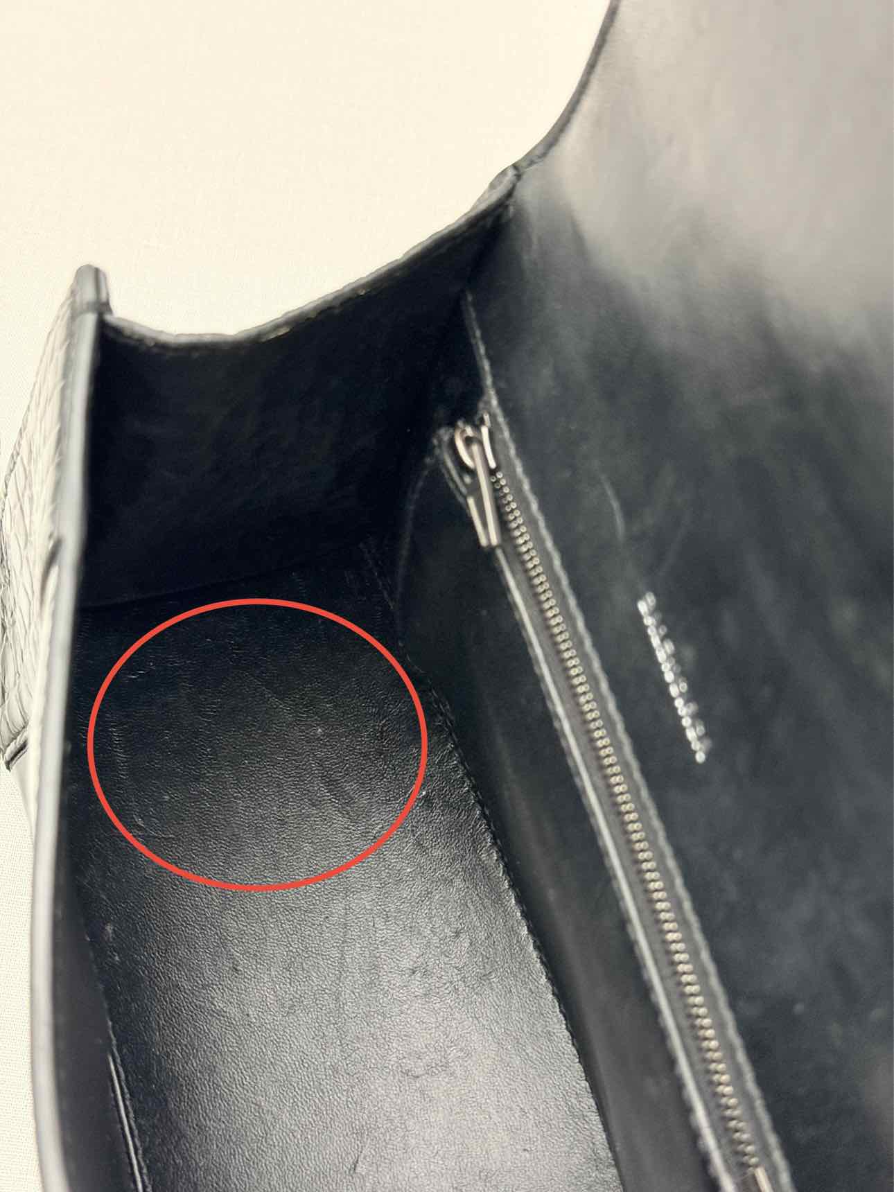 BALENCIAGA Hourglass Black Croc Embossed Top Handle