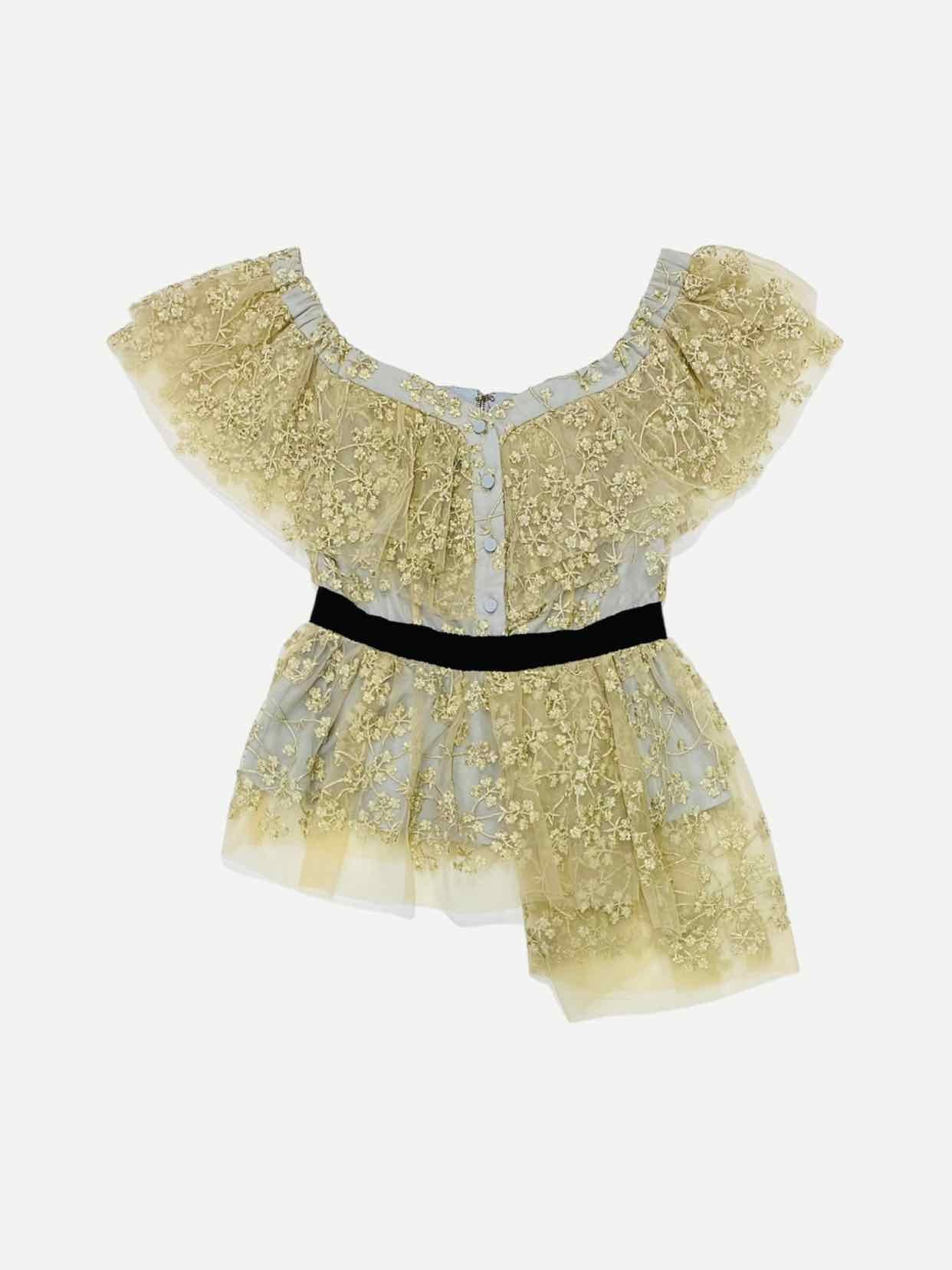 SELF-PORTRAIT Off Shoulder Gold & Silver Size US 4 Top