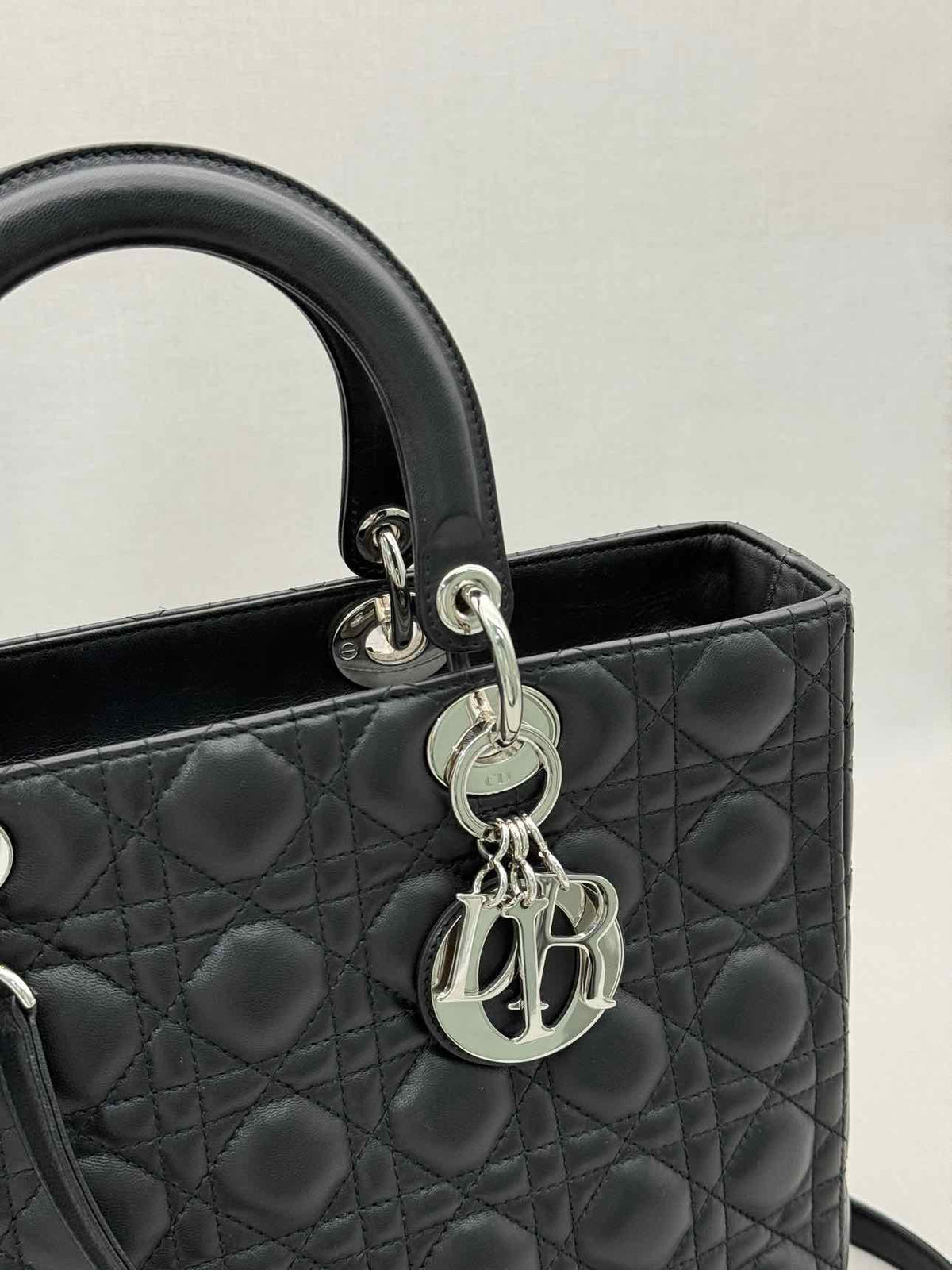 CHRISTIAN DIOR Lady Dior Black Cannage Top Handle