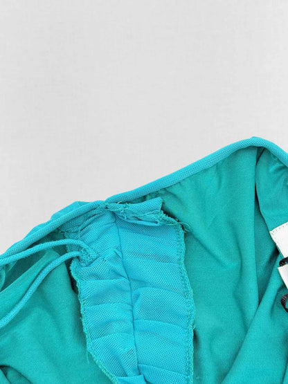 RAMONA COUTURE Turquoise Ruched Size US 4 Long Dress