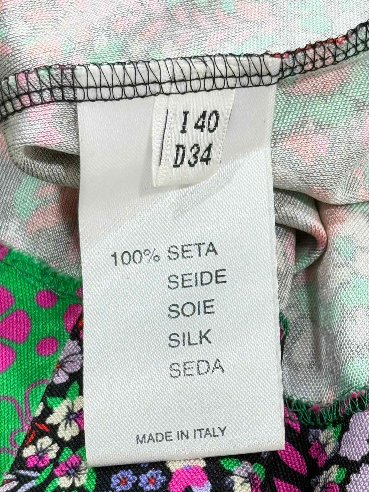 BLUMARINE Green & Pink Floral Size US 0 Mini Skirt